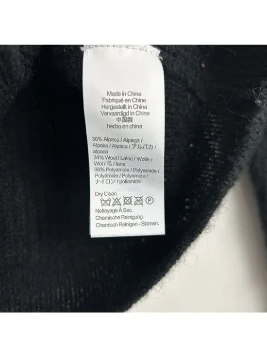 J Crew Women’s Medium Black Alpaca Wool Blend Cropped V-neck Cardigan Sweater - Picture 7 of 16